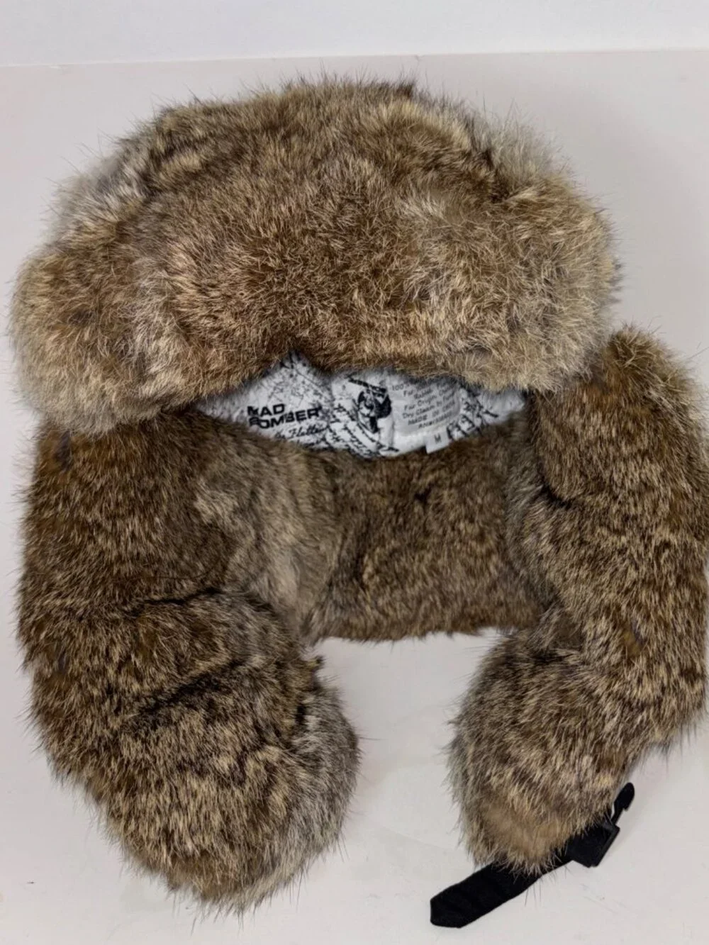 Mad Bomber Hat Trapper Waxed Cotton Mens M Khaki Tan Rabbit Fur Ear Flap Aviator